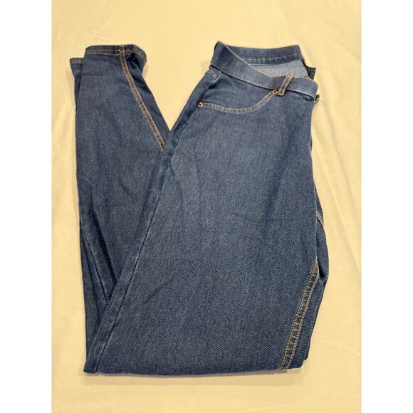 HUE Essential Denim Leggings Size S Deep Indigo Wash Belt Loops Pull On Jeggings - Picture 8 of 8